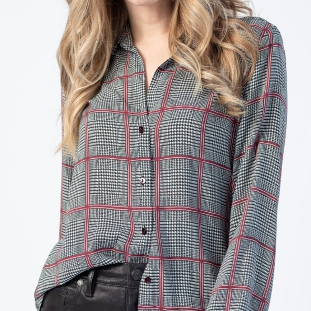 L'AGENCE Nina Long Sleeve Blouse in Autumn Pfeiffer Plaid